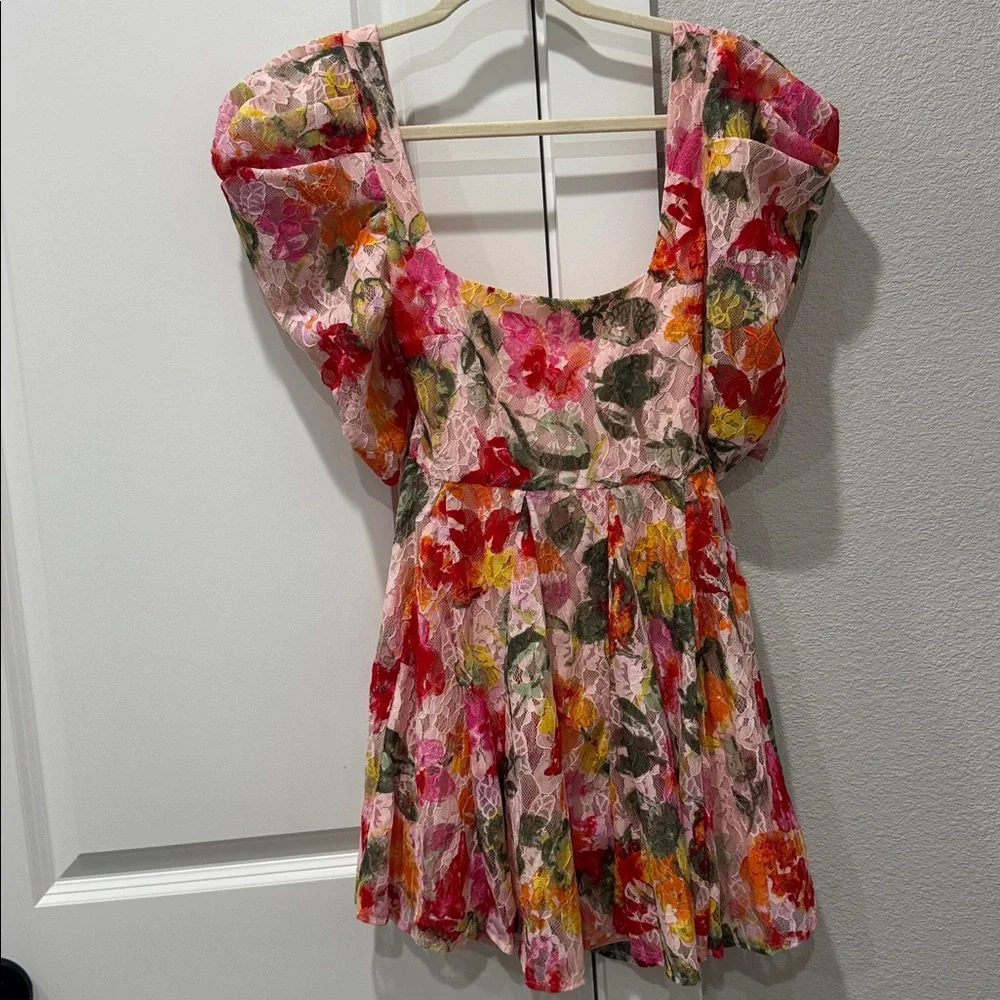 New For Love & Lemons Dascha Lace Floral Mini Dress XS - Picture 4 of 6